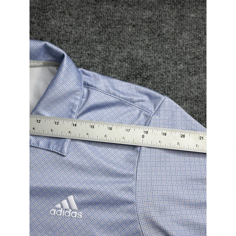 Adidas Golf Mens Performance ULT Polo Large Geometric Dot Print Athleisure Blue